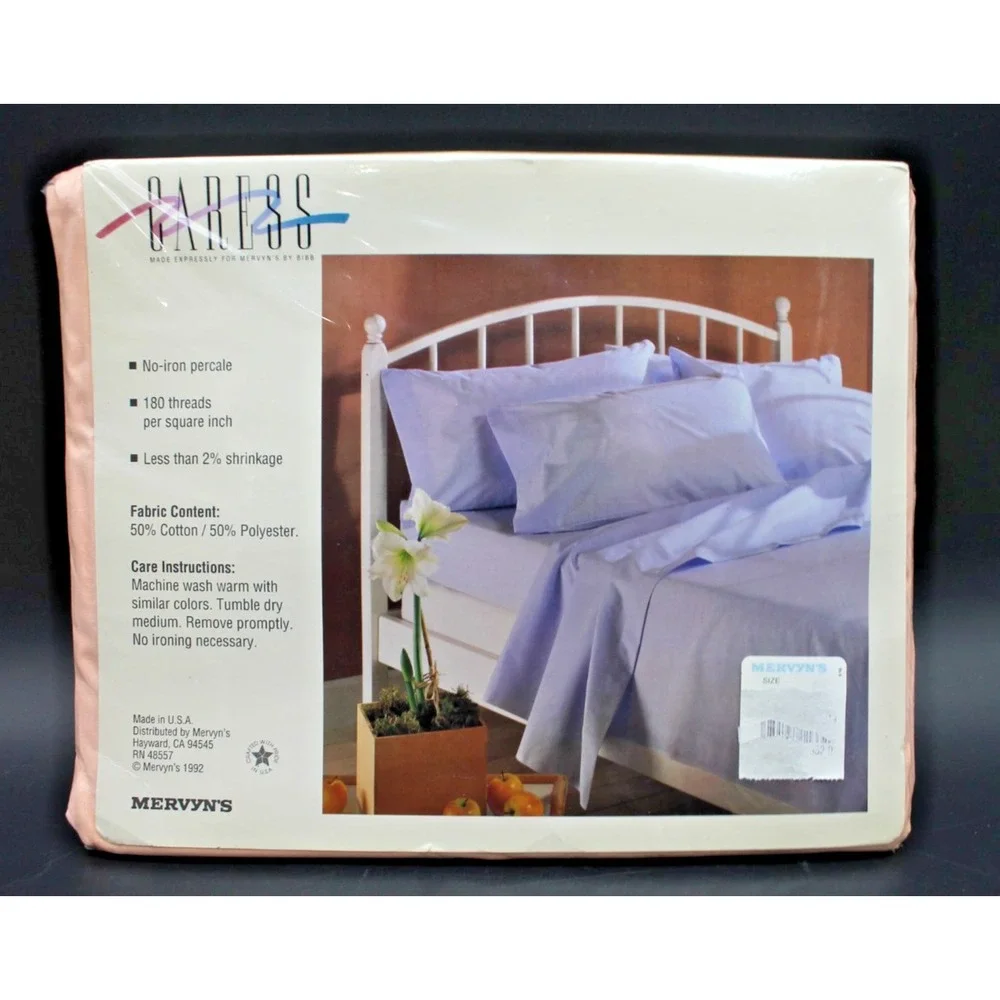 Vintage Mervyns Caress Twin Flat Sheet Peach NOS 180 TC Poly Cotton 1992